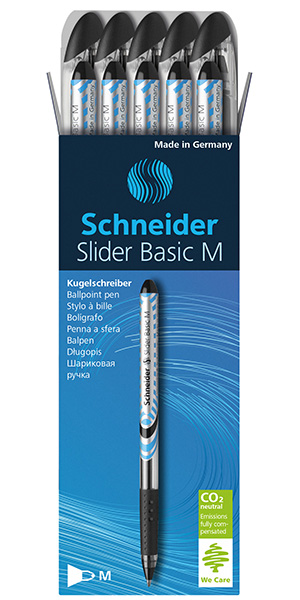 Stylo bille  – Slider Basic -technologie Viscoglide ® – pointe moyenne – noire.