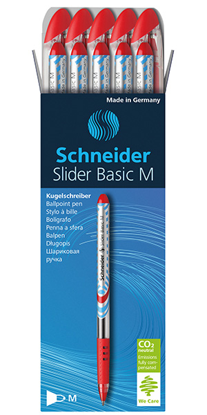 Stylo bille  – Slider Basic -technologie Viscoglide ® – pointe moyenne – rouge