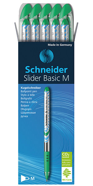 Stylo bille  – Slider Basic -technologie Viscoglide ® – pointe moyenne – vert