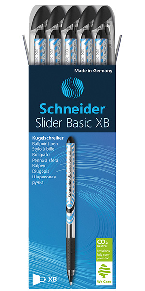 Stylo bille  – Slider Basic -technologie Viscoglide ® – pointe large – noire.