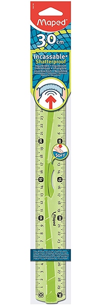 Triple decimetre Flex incassable. Coloris assortis. Marquage haute qualité.