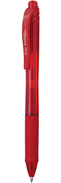 Roller PENTEL – ENERGEL – Rétractable et rechargeable -Pointe0,7 mm – Rouge