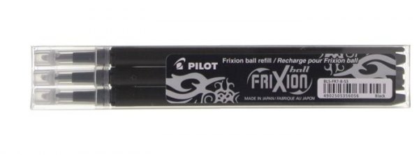Recharge Frixion Ball 0,7 mm – Encre gel effaçable – Noir – Set de 3