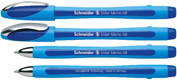 Stylo bille SCHNEIDER – Slider Mémo -technologie Viscoglide ® – pointe large – bleu