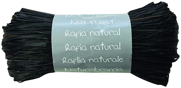 Raphia naturel – noir – Pelote de 50 g – 700 brins de 1 m