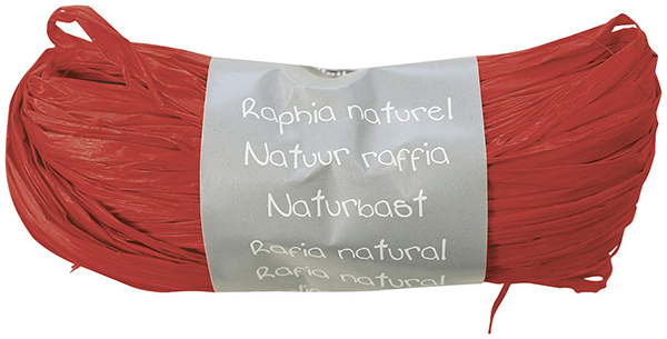 Raphia naturel – Rouge – Pelote de 50 g – 700 brins de 1 m