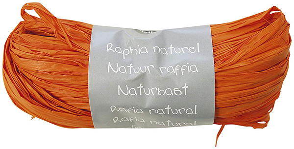 Raphia naturel – Orange – Pelote de 50 g – 700 brins de 1 m
