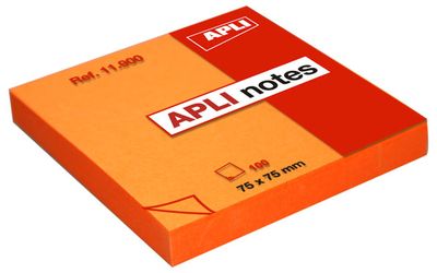 Notes repositionnables couleurs 75×75 mm – Orange vif – Bloc de 100 feuilles