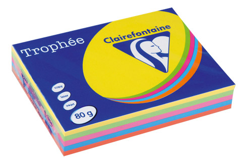 Ramette 100 feuilles papier A4 – TROPHEE 80 g – Assortis couleurs pastels