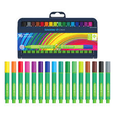 Mini feutre  -LINK IT pointe 1 mm – corps triangulaire -Etui chevalet box 16 ass