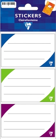 Sachet de 12 étiquettes scolaires fantaisies Vague 33.5x75mm