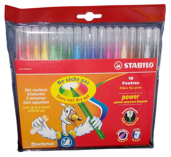 12 feutres de coloriage STABILO power - pointe moyenne - rouge - Dessiner -  Colorier - Peindre