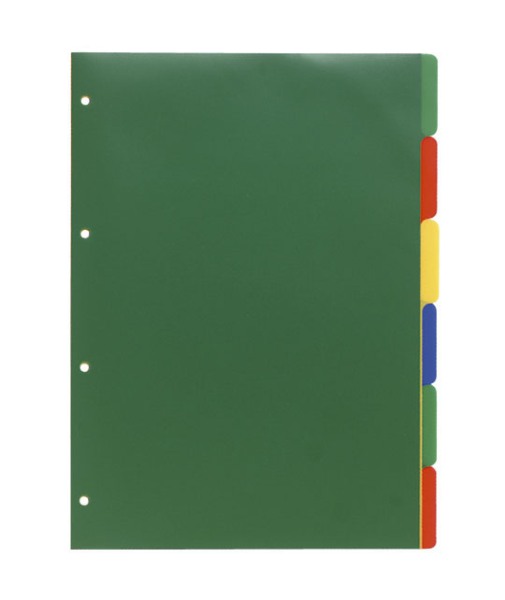 Intercalaires Polypro souple – A4 – 12/100ème – 6 positions – Coloris assortis