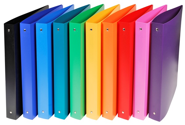 Classeur polypro opaque – semi-rigide – 4 anneaux pour A4 – Dos 40 mm – Coloris assortis