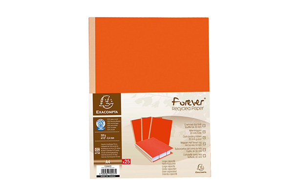 Paquet de 25 Chemises dos toilé carte à soufflet- carte Dos 3 cm- Orange