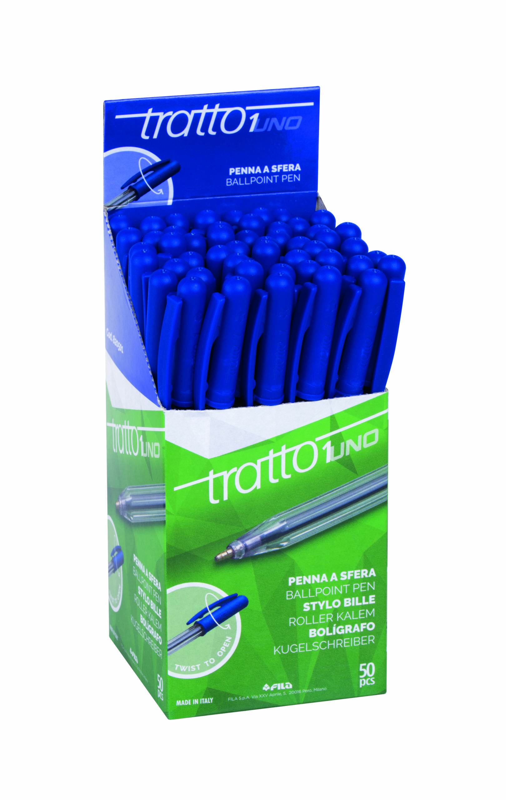 Stylo bille TRATTO – Rétractable – Pointe moyenne – Bleu