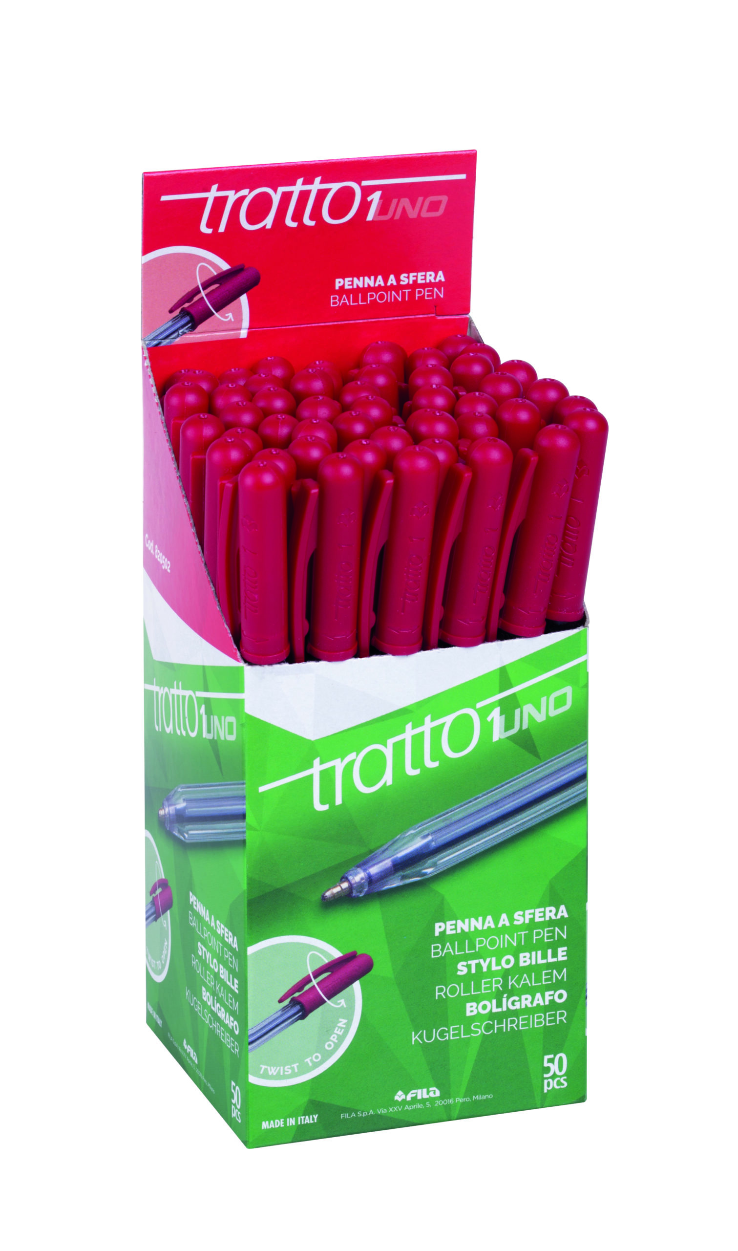 Stylo bille TRATTO – Rétractable – Pointe moyenne – Rouge